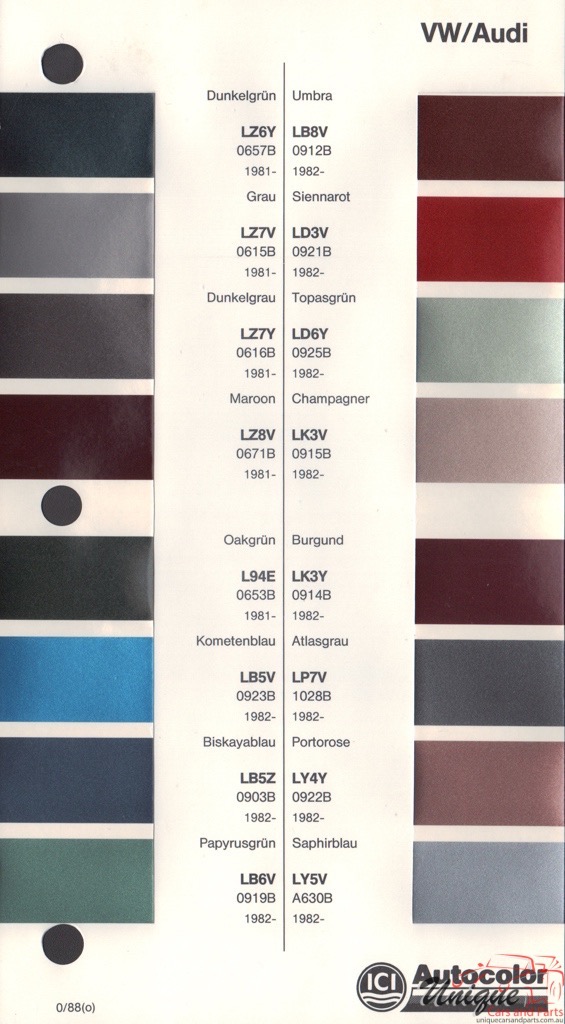 1981 - 1984 Volkswagen Paint Charts Autocolor 2